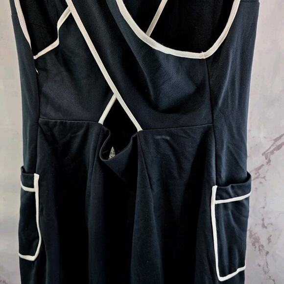 Maeve Dress Womens Large Black White Pinafore Tank Wrap Button Apron - Picture 8 of 14